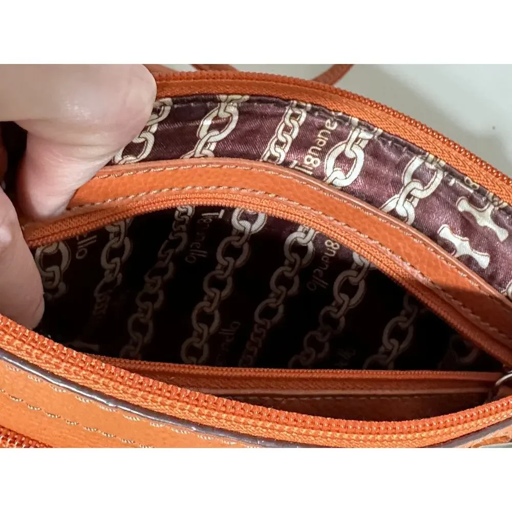 Tignanello Women's Small Pebble Leather Shoulder Crossbody Bag Orange